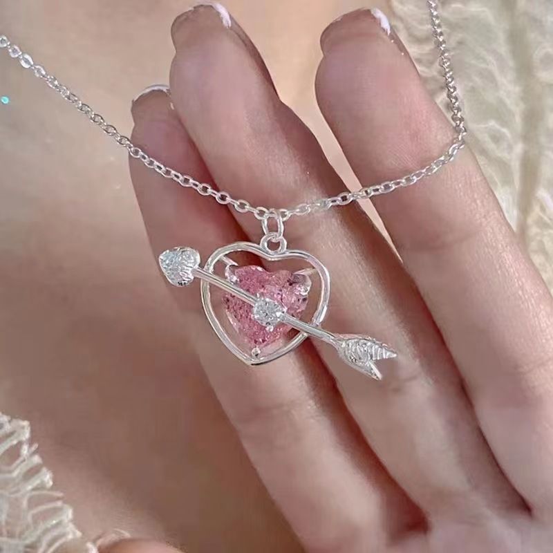 Lady Heart Shape Alloy Plating Inlay Artificial Gemstones Women's Pendant Necklace