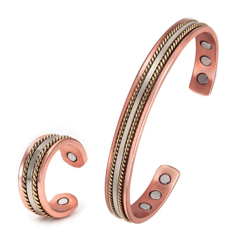 Vintage-stil Geometrisch Magnetisches Material Kupfer Ringe Armbänder
