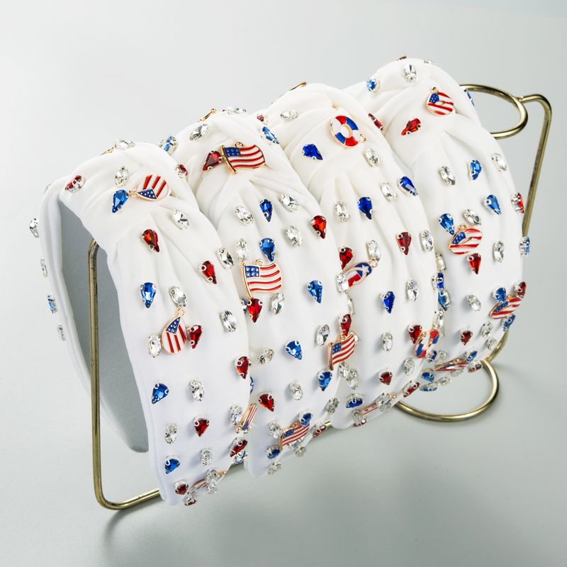Ethnic Style Water Droplets American Flag Alloy Cloth Inlay Rhinestones Hair Band