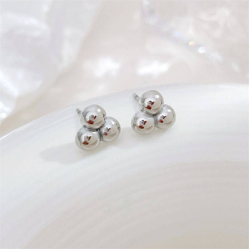1 Pair Simple Style Ball Patchwork Plating Stainless Steel White Gold Plated Gold Plated Ear Studs