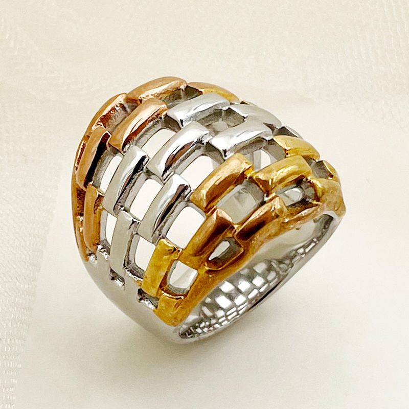 Edelstahl 304 14 Karat Vergoldet Rosengoldbeschichtet Klassisch Vintage-Stil Überzug Farbblock Ringe
