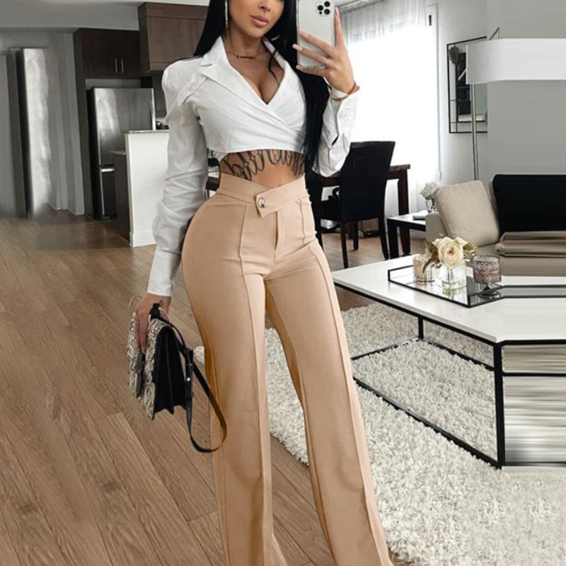 Women's Daily Street Casual Solid Color Full Length Straight Pants
