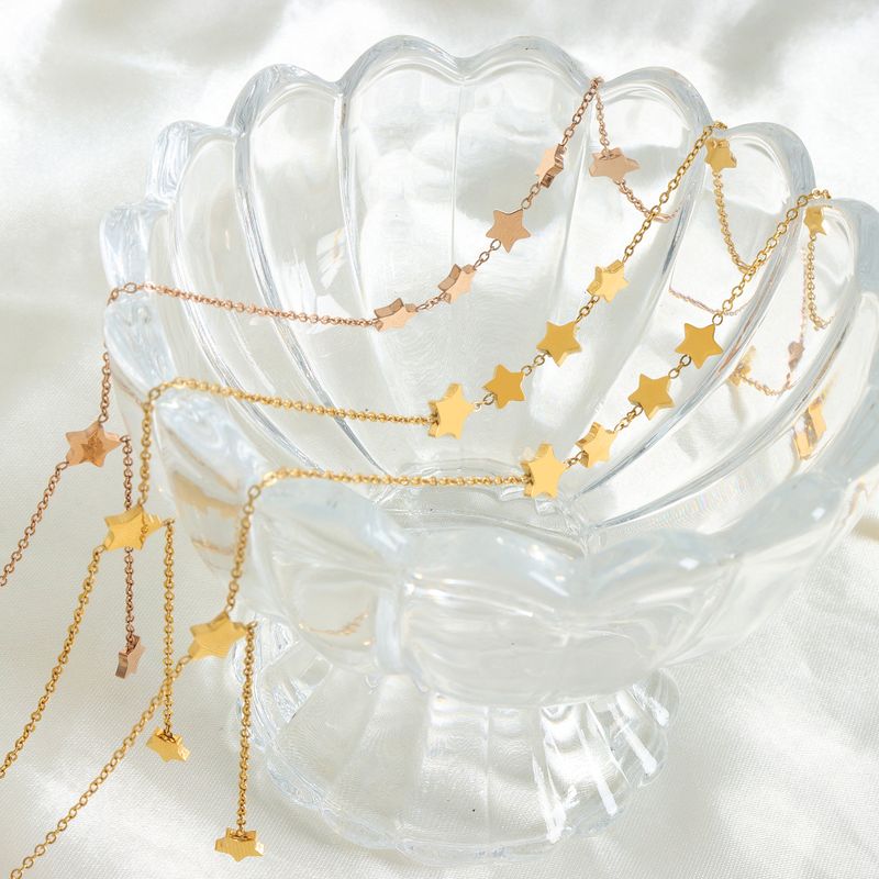 Feenhafter Stil Einfacher Stil Stern Titan Stahl Überzug 18 Karat Vergoldet Halskette