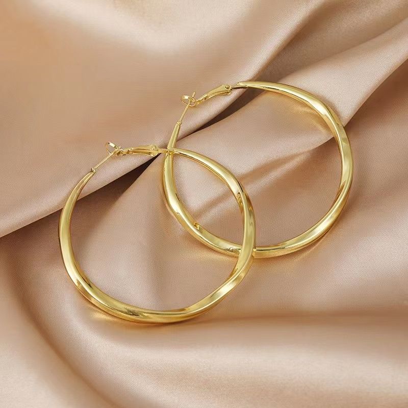 1 Pair Casual Modern Style Round Plating Alloy Gold Plated Hoop Earrings Earrings