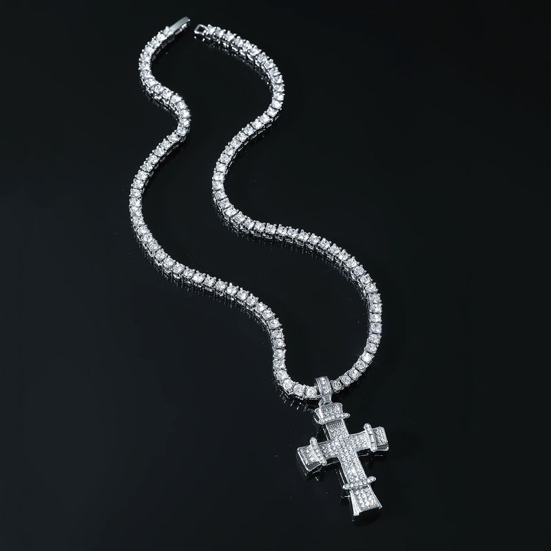 Hip-hop Cross Alloy Inlay Rhinestones Men's Pendant Necklace