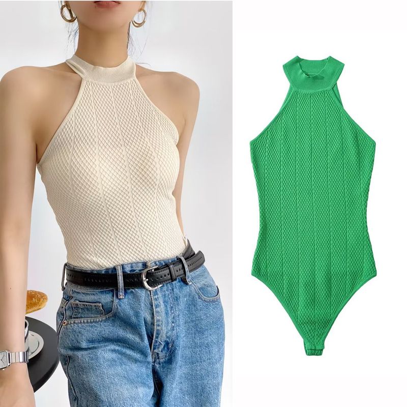 Women's Bodysuits Bodysuits Rib-knit Sexy Solid Color