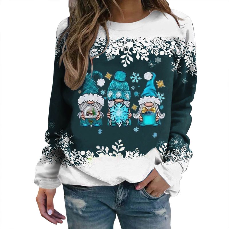 Women's Hoodie Long Sleeve Hoodies & Sweatshirts Printing Christmas Snowman Reindeer Rudolph Doll