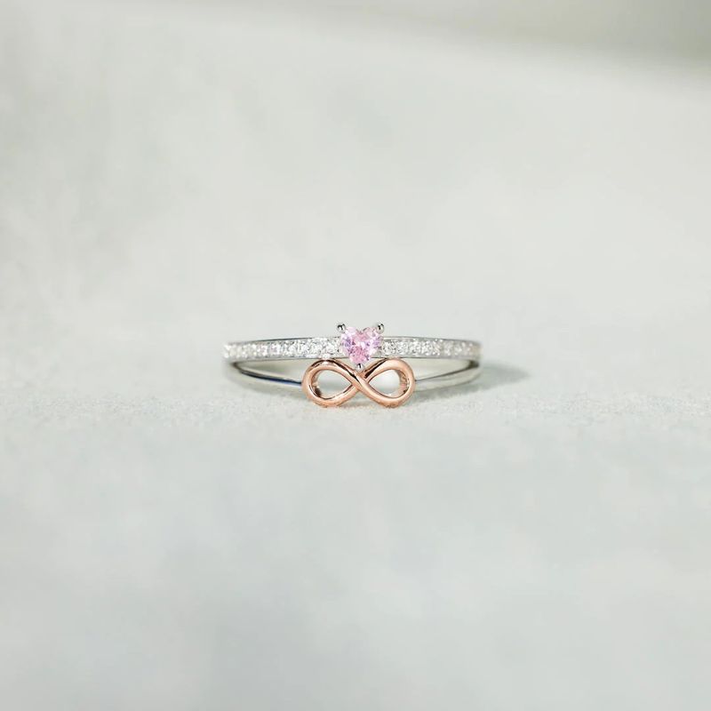 Elegante Anillo De Circonita Con Incrustaciones De Plata Esterlina Con Forma De Corazón Infinito De Estilo Clásico Y Dulce