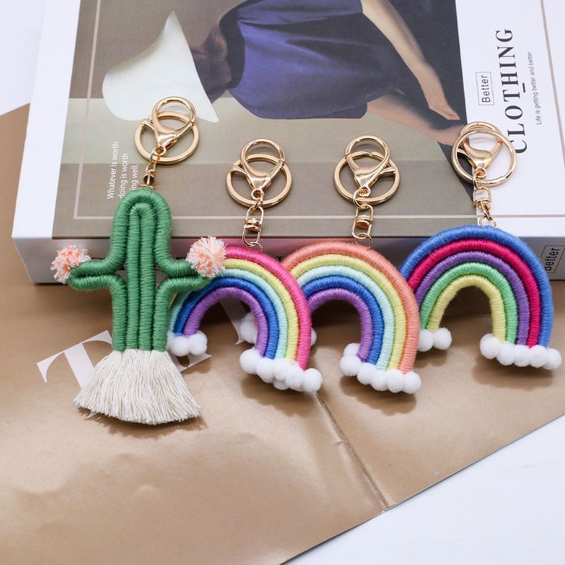 Streetwear Rainbow Cotton Women's Bag Pendant Keychain