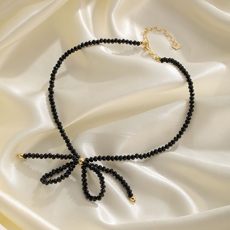 Sexy Einfacher Stil Bogenknoten Schnitt Kristall Kupfer Halsband