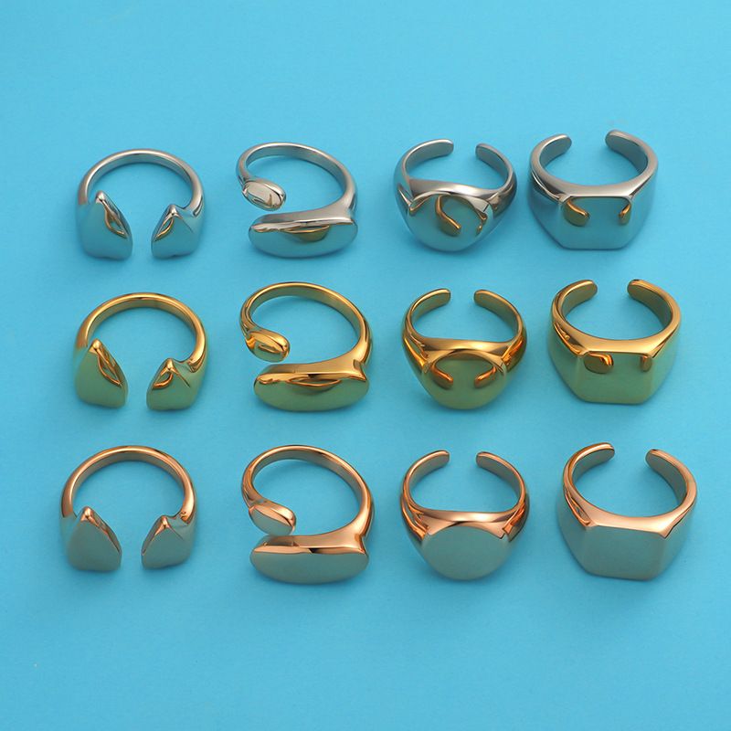 Stainless Steel 18K Gold Plated IG Style Plating Irregular Round Square None Rings