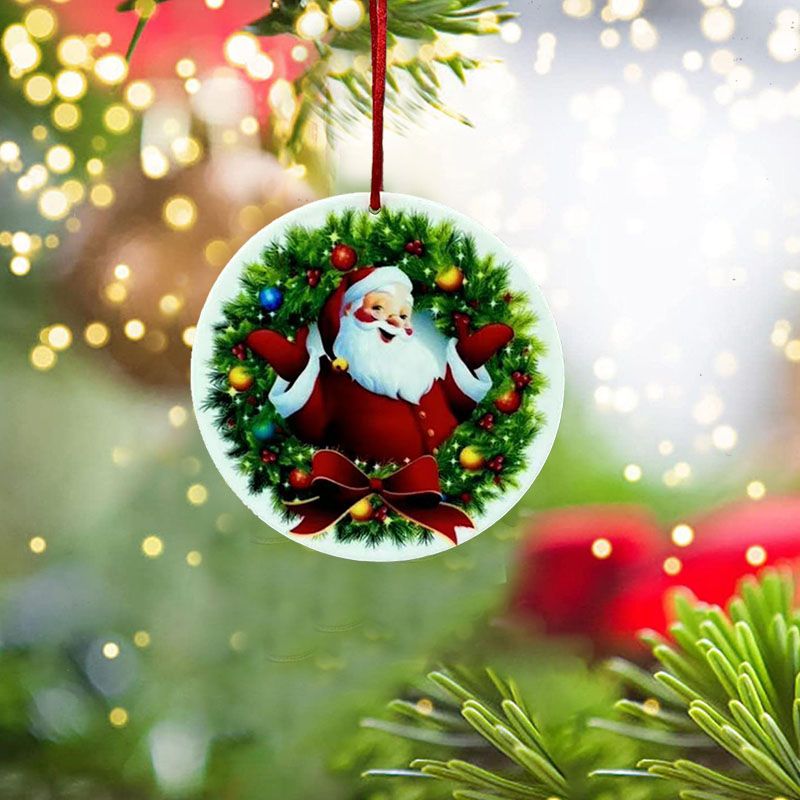 Noël Noël Rond Père Noël Couronne Arylique Intérieur Fête À L'intérieur De La Voiture Accessoires Décoratifs