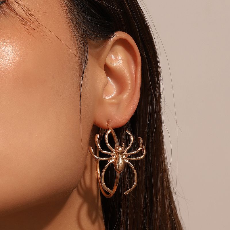 1 Pair Hip-hop Vintage Style Punk Spider Plating Alloy 14k Gold Plated Silver Plated Hoop Earrings