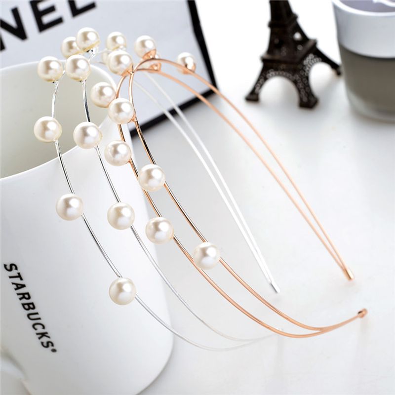 Einfacher Stil Einfarbig Legierung Inlay Künstliche Perlen Haarband