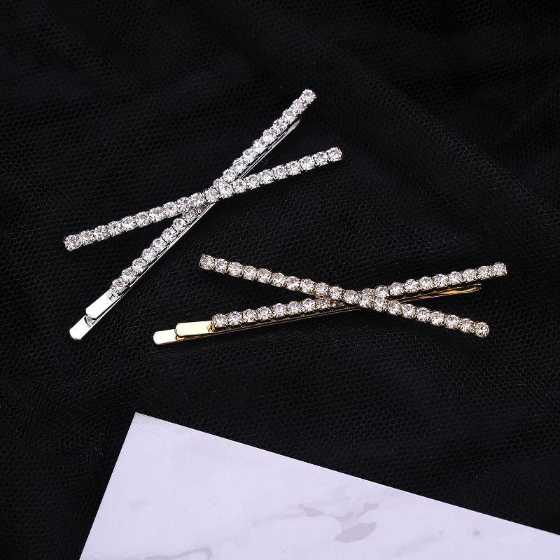 Sweet Solid Color Alloy Plating Inlay Rhinestones Hair Clip