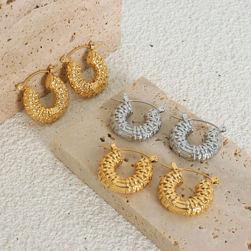 1 Paar Gotisch Felsen Geometrisch Überzug Titan Stahl 18 Karat Vergoldet Ohrringe