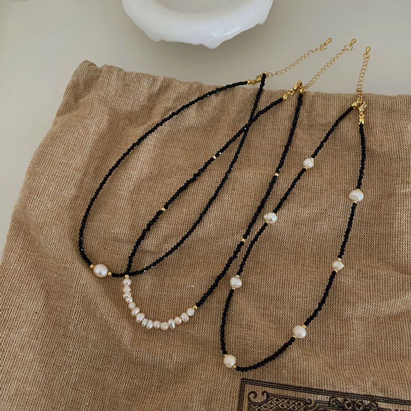 Simple Style Round Artificial Crystal Imitation Pearl Beaded Women's Necklace