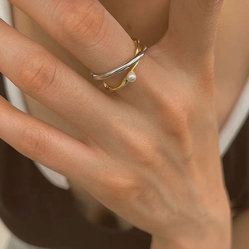 Simple Style Geometric Sterling Silver Plating Open Rings