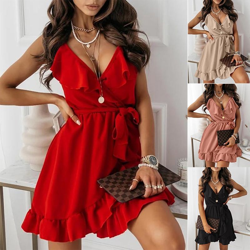 Women's Strap Dress Vintage Style Classic Style V Neck Sleeveless Solid Color Above Knee Holiday