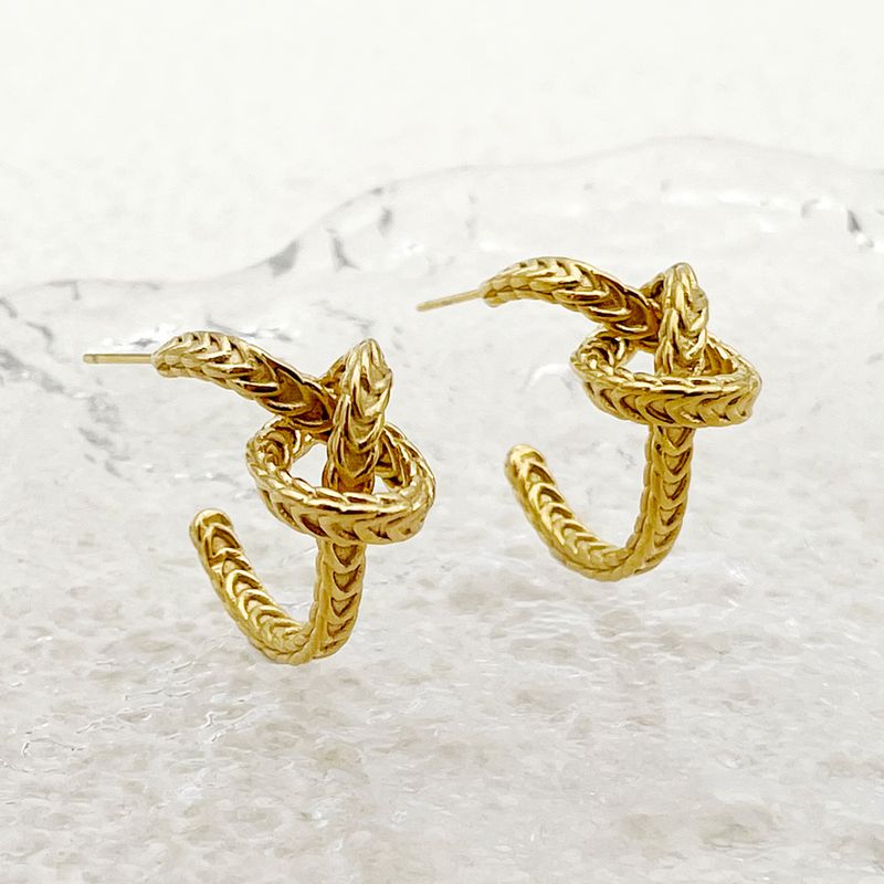 1 Pair Simple Style Commute Knot Plating 304 Stainless Steel 14K Gold Plated Ear Studs