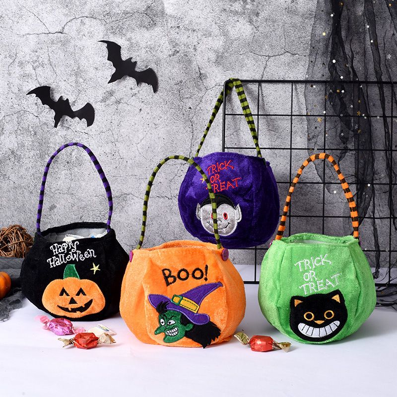 Halloween Cartoon Style Pumpkin Letter Cat Cloth Outdoor Candy Bag