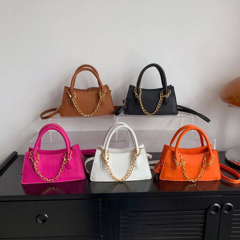 Women's Pu Leather Solid Color Elegant Square Zipper Shoulder Bag Handbag Crossbody Bag