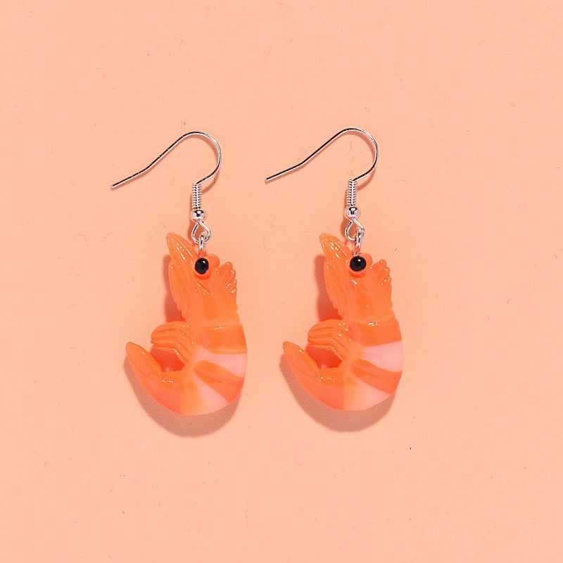 1 Pair Cute Funny Simple Style Shrimp Resin Drop Earrings
