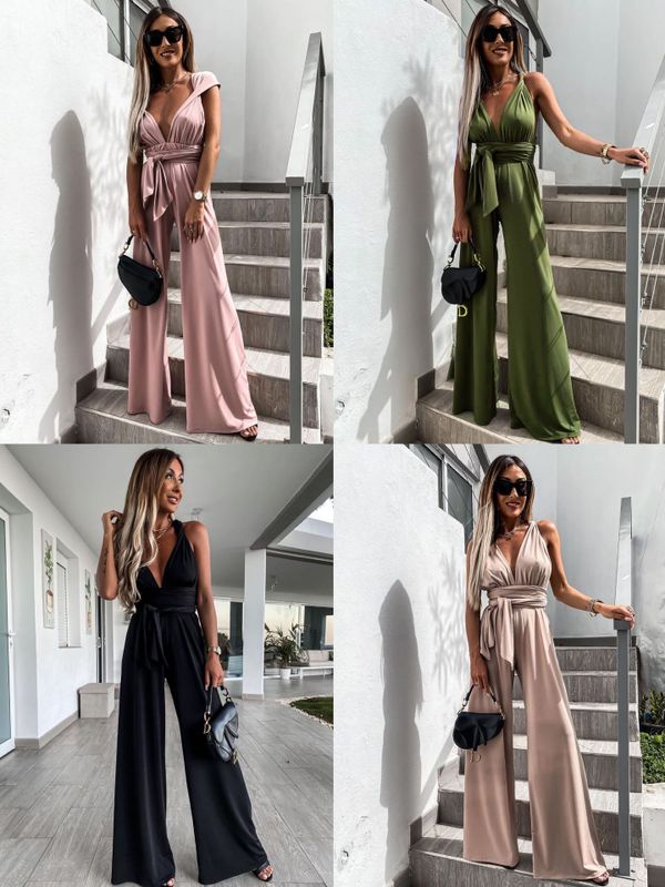 Women's Party Street Sexy Solid Color Full Length Jumpsuits