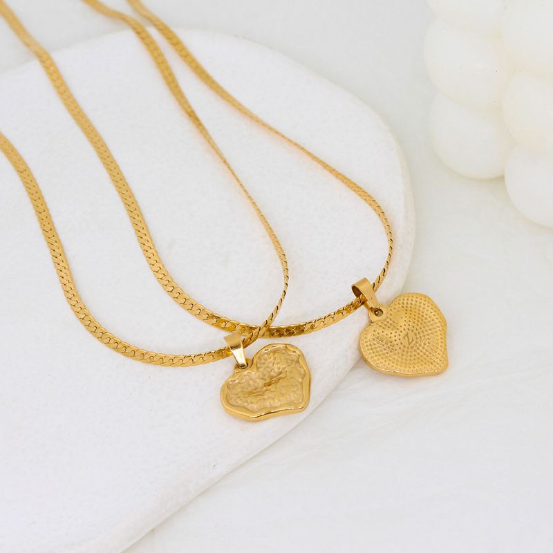 304 Stainless Steel 18K Gold Plated Basic Heart Shape Pendant Necklace