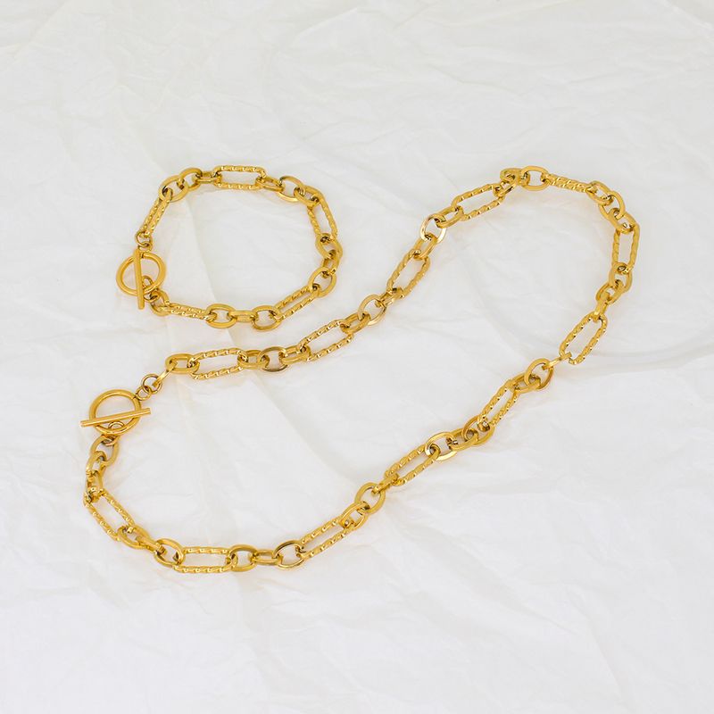 Edelstahl 304 18 Karat Vergoldet Elegant Dame Überzug Geometrisch Armbänder Halskette