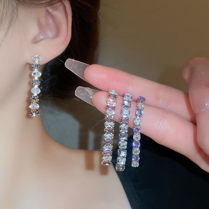 Wholesale Jewelry Ig Style Elegant Square Tassel Alloy Zircon Inlay Bracelets Earrings Necklace