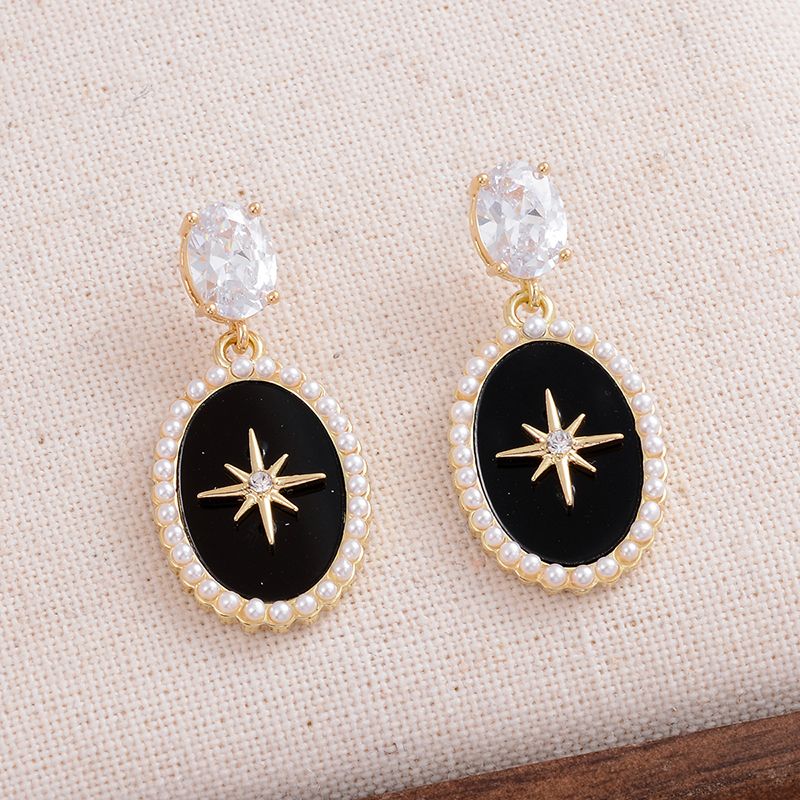 1 Pair Elegant Lady Romantic Geometric Plating Inlay Alloy Pearl Zircon 14k Gold Plated Drop Earrings