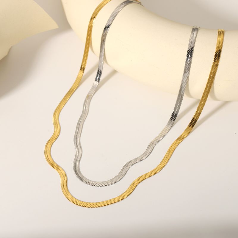 Edelstahl 304 18 Karat Vergoldet Hip Hop Einfacher Stil Überzug Einfarbig Halskette