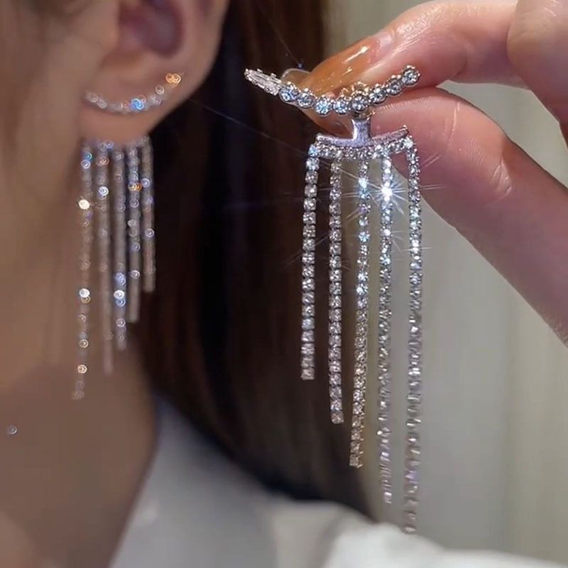 1 Pair French Style Shiny Korean Style Tassel Alloy Drop Earrings
