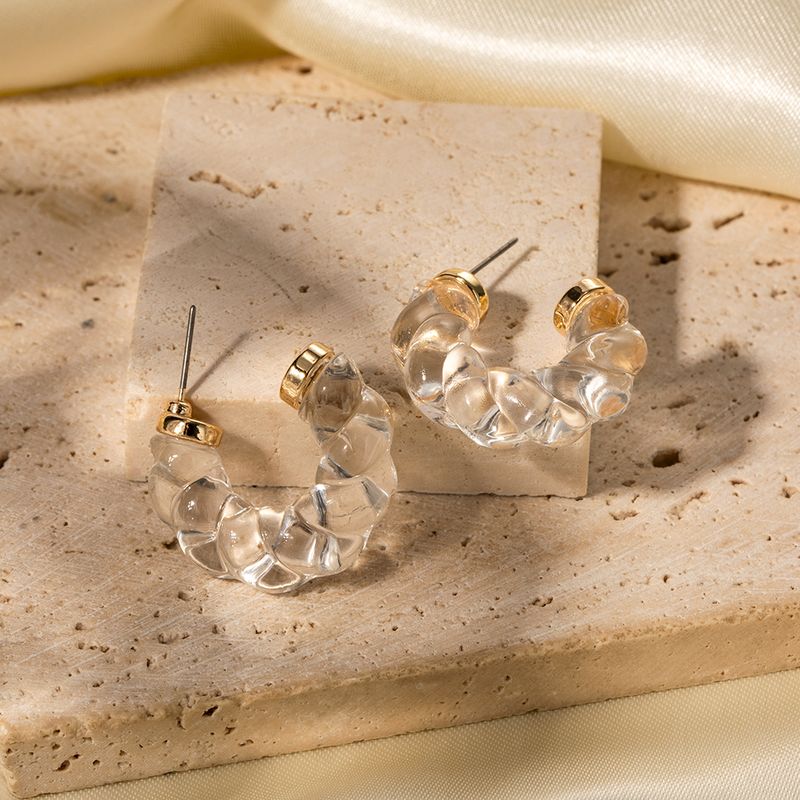 1 Pair Ig Style The Answer Transparent Plating Transparent Resin 18k Gold Plated Earrings