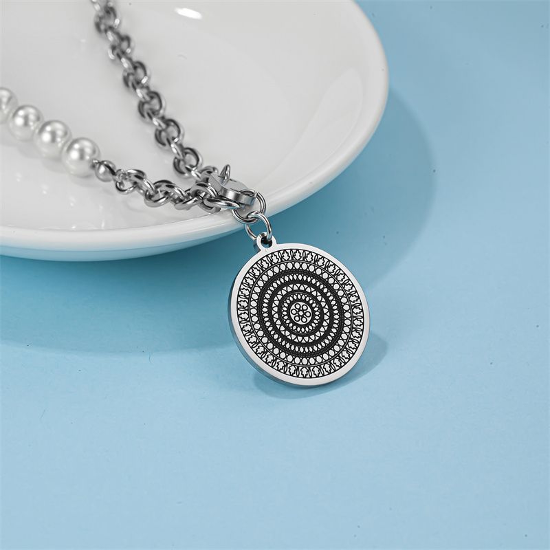 Simple Style Classic Style Round Stainless Steel Imitation Pearl Polishing Plating Unisex Pendant Necklace