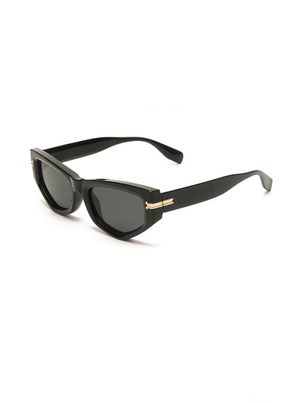 Vintage Style Commute Solid Color Pc Uv400 Polygon Cat Eye Inlaid Gold Full Frame Women's Sunglasses