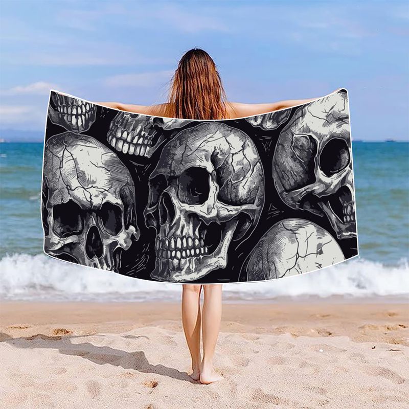 Skull Polyester Vacation Beach Towels
