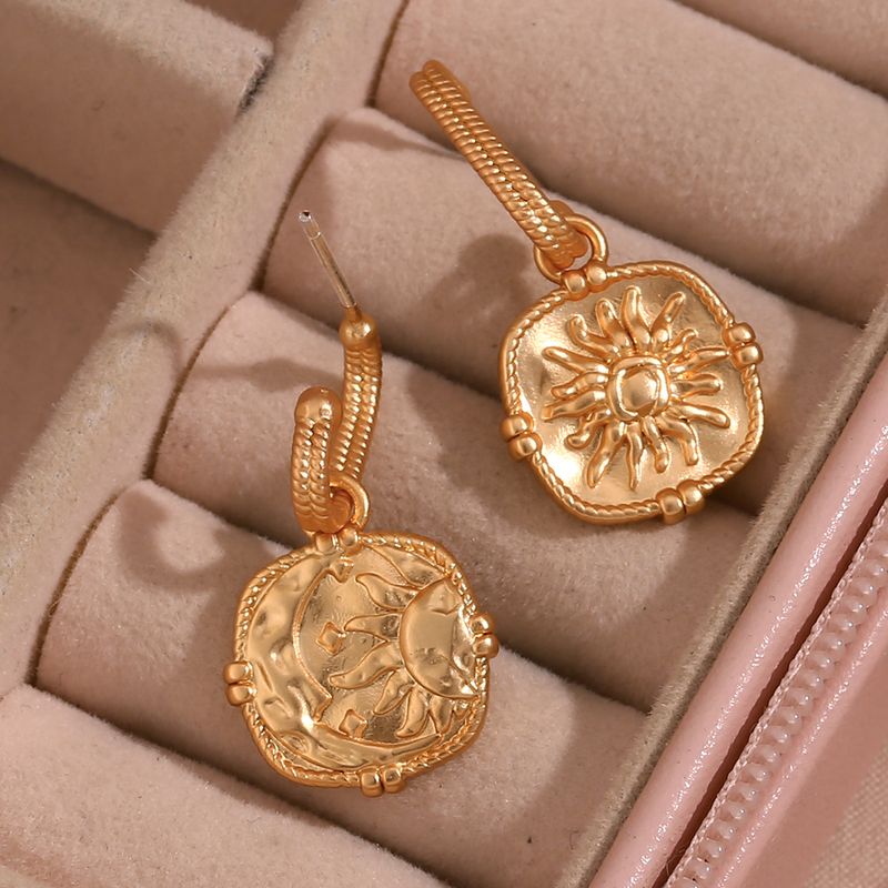 1 Pair Vintage Style Simple Style Classic Style Solid Color Plating Stainless Steel 18k Gold Plated Drop Earrings