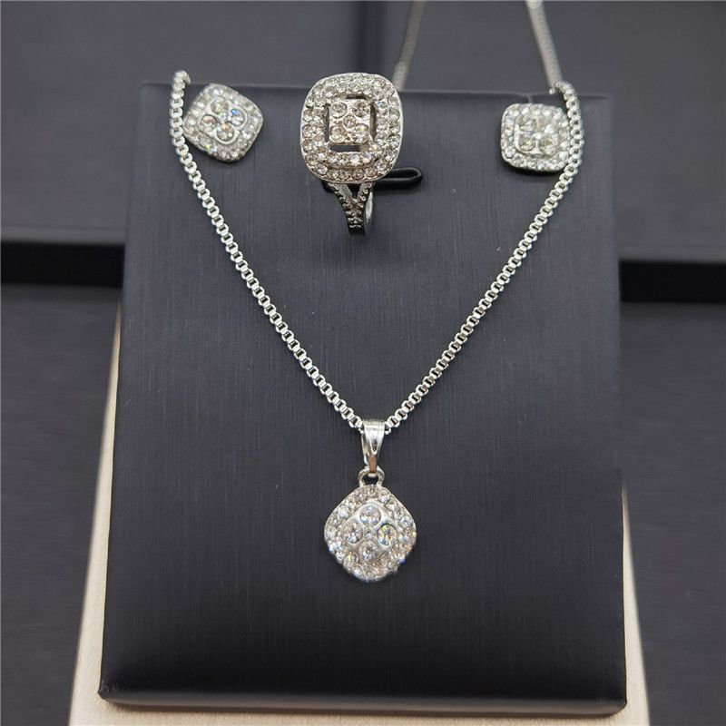 Simple Style Square Alloy Iron Plating Inlay Zircon Women's Rings Earrings Necklace