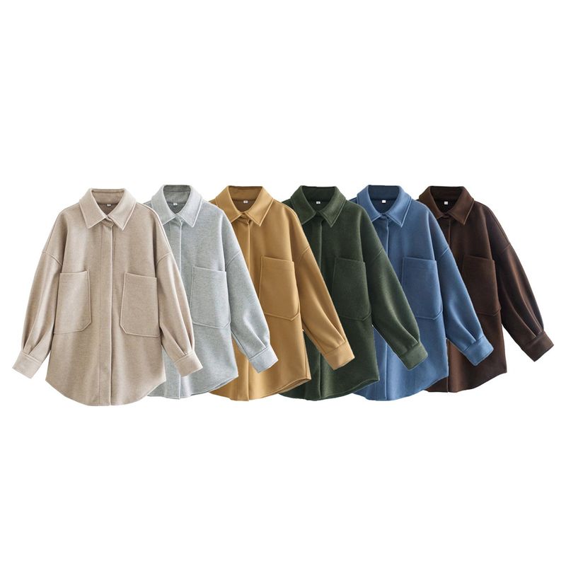 Women's Elegant Solid Color Single Breasted Coat Woolen Coat