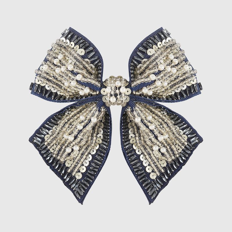 Sweet Commute Bow Knot Cloth Seed Bead Sequins Hair Clip