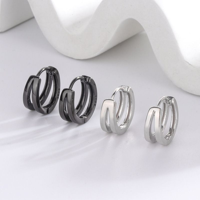 1 Paar Dame Einfacher Stil Geometrisch Überzug Sterling Silber Ohrringe