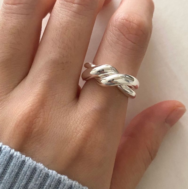 Einfacher Stil Geometrisch Sterling Silber Offener Ring