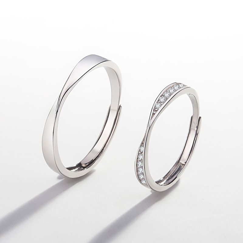 Einfacher Stil Einfarbig Sterling Silber Überzug Inlay Künstlicher Diamant Offener Ring