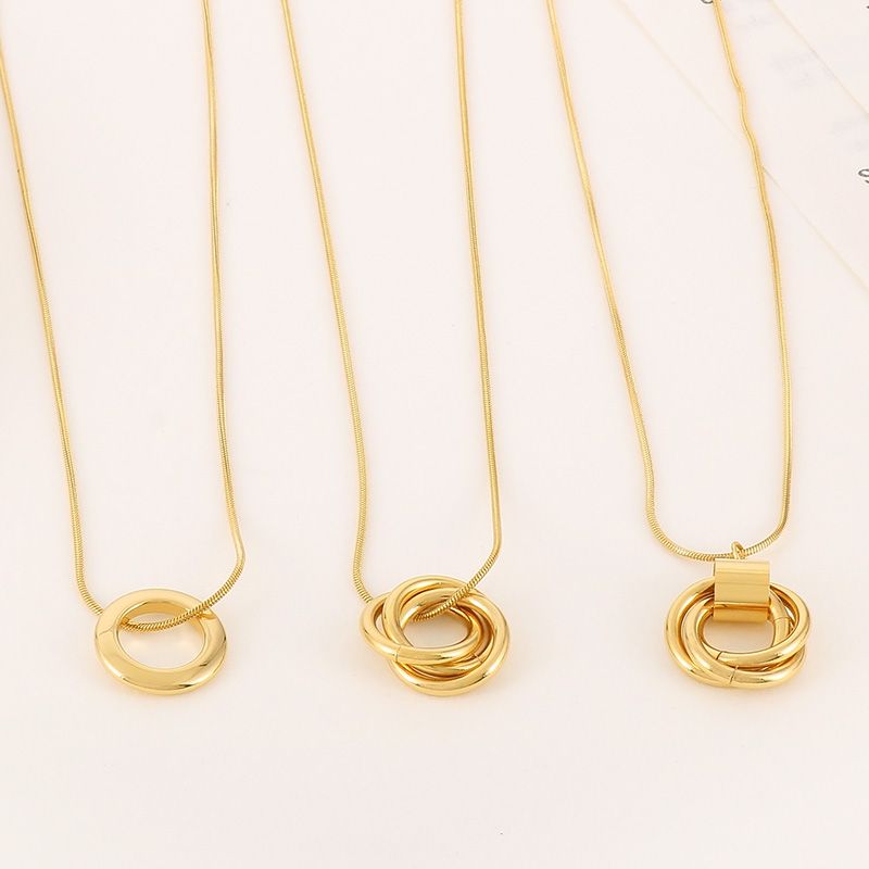Stainless Steel 18K Gold Plated Simple Style Plating Circle Pendant Necklace