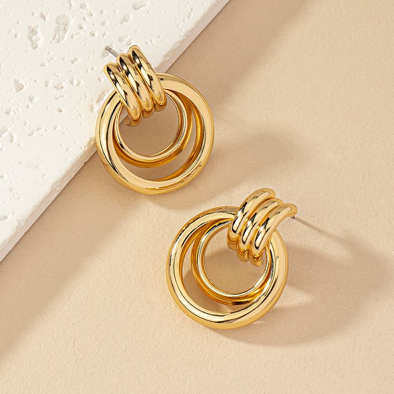 1 Pair Simple Style Commute Round Plating Alloy Drop Earrings