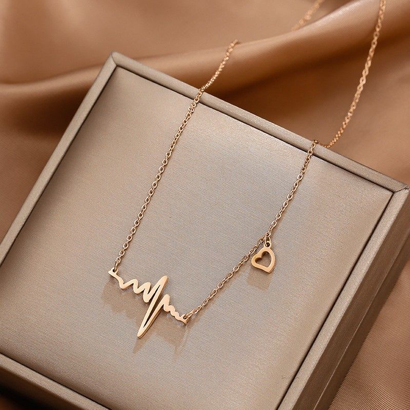304 Stainless Steel 18K Gold Plated French Style Modern Style Korean Style Plating Electrocardiogram Necklace