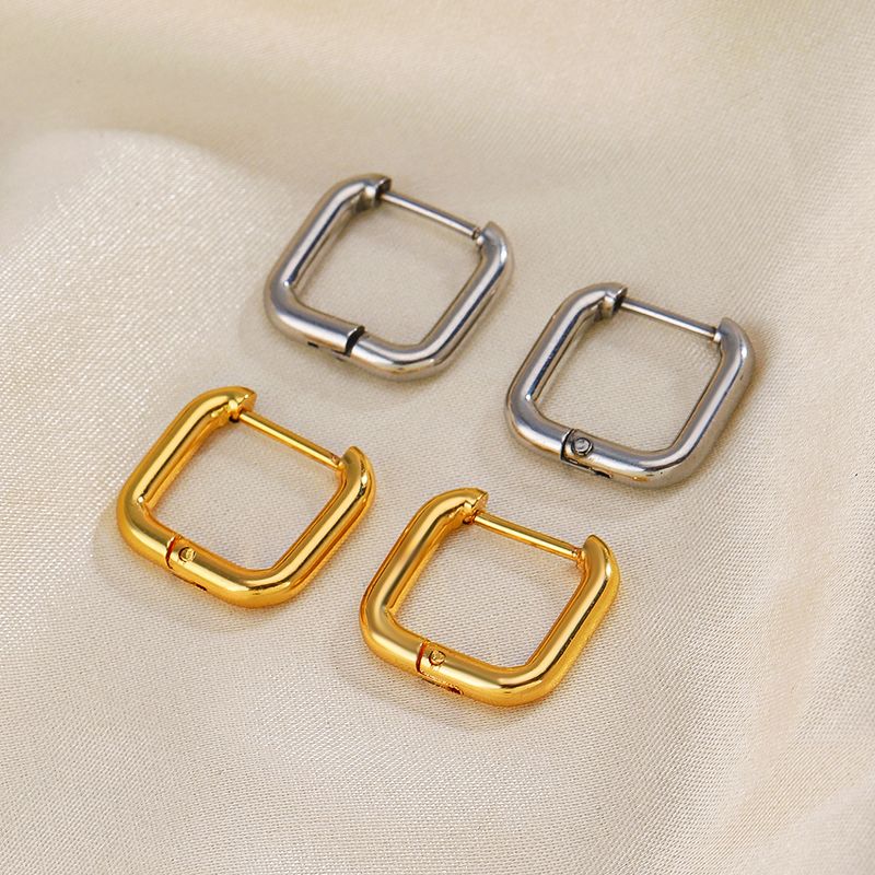 1 Pair Simple Style Square Plating 304 Stainless Steel 18K Gold Plated Earrings