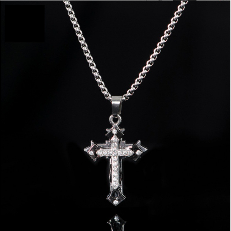 Retro Vintage Style Cross Stainless Steel Alloy Plating Silver Plated Unisex Pendant Necklace